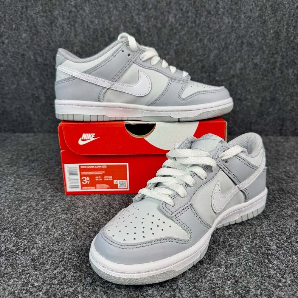 Nike Dunk Low (GS) Size 3.5Y Pure Platinum White Wolf Grey Sneakers